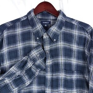Croft & Barrow Mens 2XB‎ Blue Plaid Flannel Button Down Shirt Long Sleeve Cotton